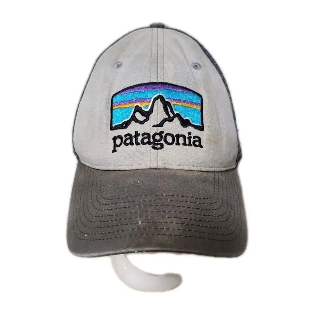 Patagonia Hat Unisex Snapback‎ Grey Mesh Summer Cap Thrashed Paint